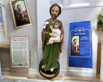 St Joseph Home Selling Kit: 5.5" Resin Figurine, Holy Card