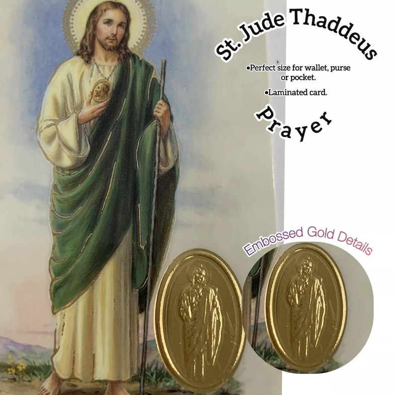 Prayer to St. Jude Holy Card-paperstock Holy Card-laminated- Pocket ...