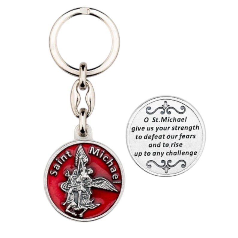 St Michael the Archangel Keychain- Silver Oxidized - Etsy