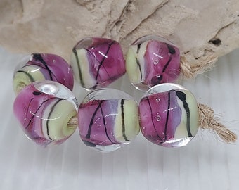 Handgefertigte Artisan Lampwork Beads - Set aus 6 Glasperlen