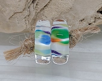 Handmade Artisan Lampwork Bead Pair, 5 x 11mm