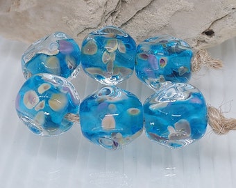 Handgefertigte Artisan Lampwork Perlen - Set aus 6 Glasperlen 12mm
