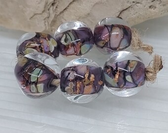 Handmade Artisan Lampwork Beads - Set of 6 Glass Beads, 12mm