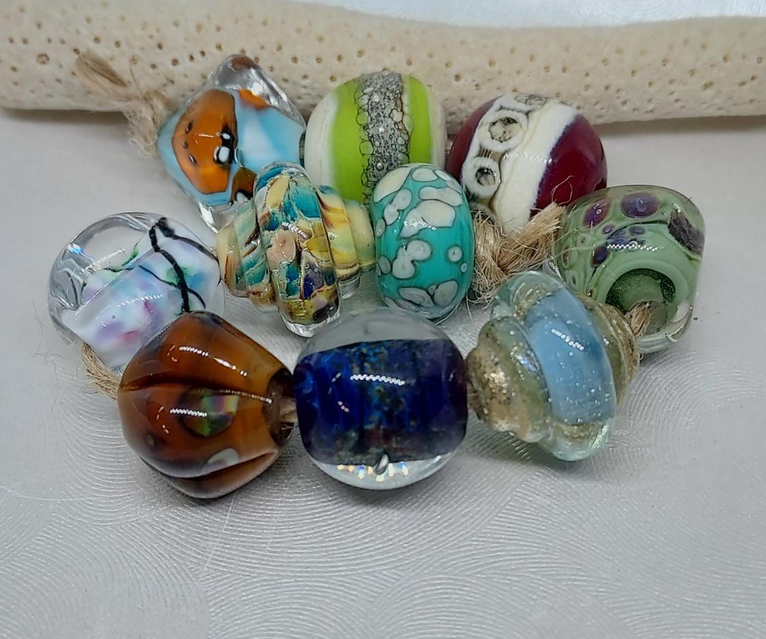 Handmade Lampwork Glass Beads Singles Orphans, Mix of 10 beads