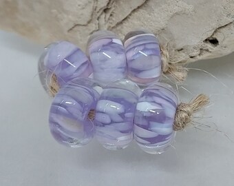 Handmade Artisan Lampwork Beads - Set of 6 Glass Beads, 8x12mm