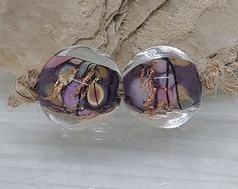 Lampwork Beads - Handmade Glass Bead Pair, 12mm