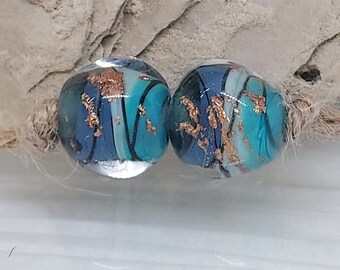 Kunsthandwerkliches Lampwork-Perlenpaar, handgefertigte Lampwork-Glasperlen
