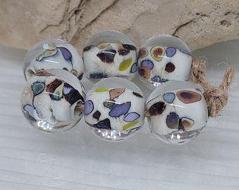 Handmade Artisan Lampwork Beads - Set of 6 Glass Beads, 12mm