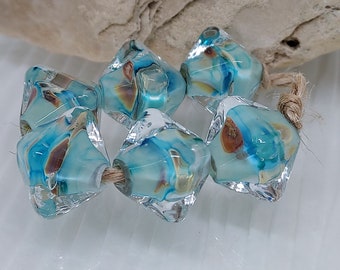 Handgefertigte Artisan Lampwork Perlen - Set aus 6 Glasperlen 12mm