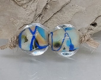 Handmade Lampwork Bead Pair, 12mm