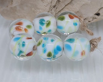 Handgefertigte Artisan Lampwork Perlen - Set aus 6 Glasperlen 12mm