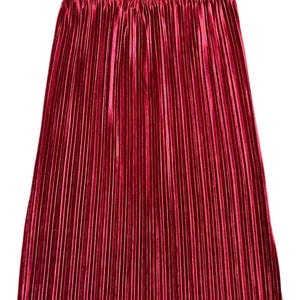 Pleated Velvet Red Skirt