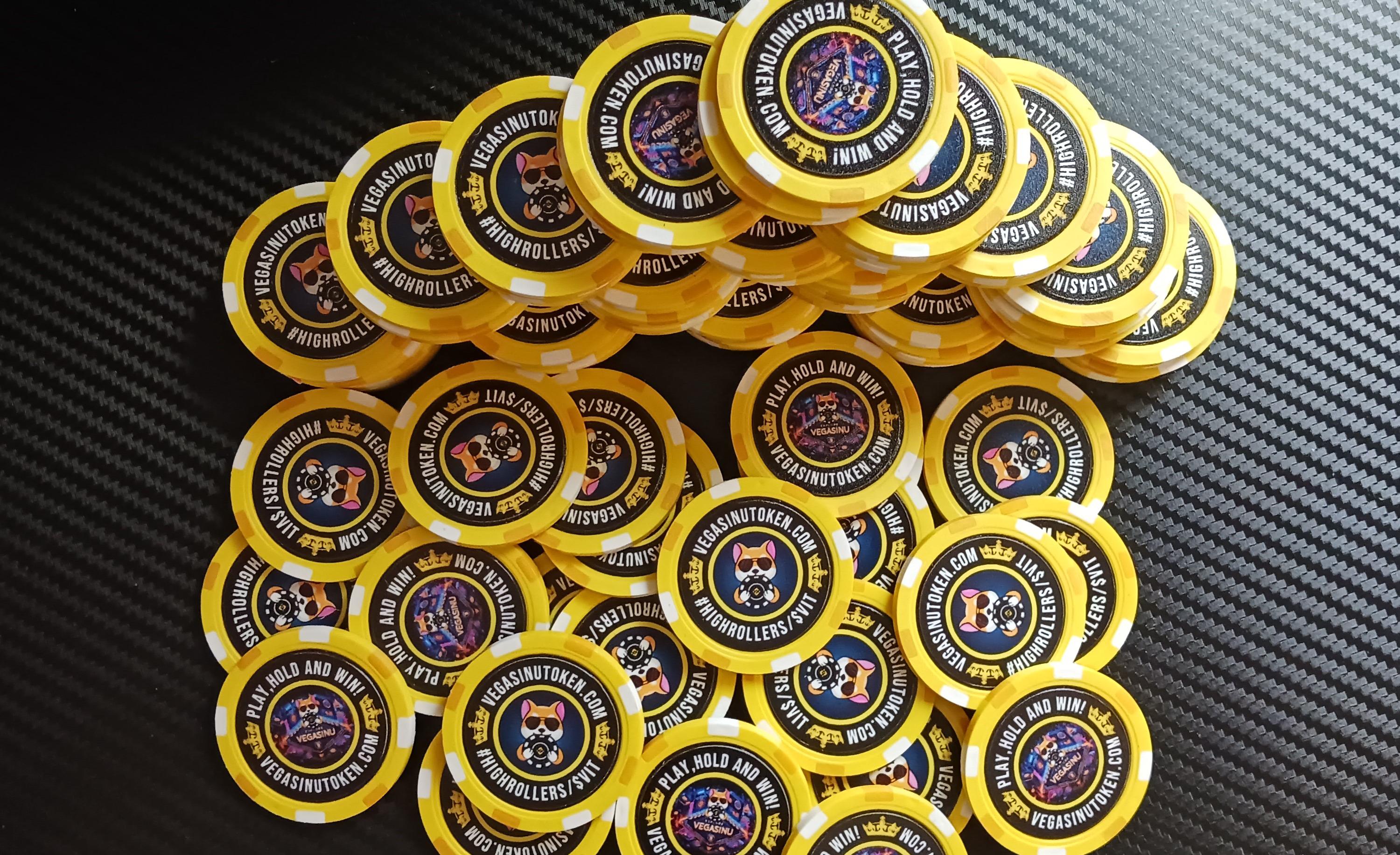 5-piece Vegas Inu Token VIT poker chips