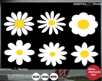 Retro Flowers SVG, Flower Clipart, Daisy Flower Cut File, Digital Download, Cricut, Silhouette Cut File