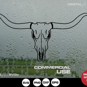 Cow Skull SVG | Longhorn Skull Png DXF EPS | Western Bull Skull Cut File | Desert Horn Skull Digital Download for Cricut & Silhouette