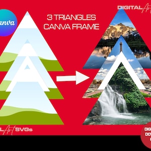 Triangle Photo Collage Canva Template: Geometric T-Shirt & Wall Art (Digital Download)