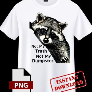 Not My Trash Not My Dumpster PNG, Cute Baby Raccoon Shirt Sublimation Design, Perfect for Encouraging Mental Health Gifts