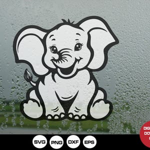 Cute Happy Baby Elephant Sitting SVG PNG, Elephant Svg, Cute Elephant Svg, baby elephant svg, SVG Files for Cricut, Digital Download