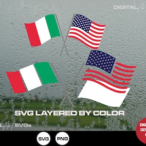 Layered American Italian Flag Svg Png,  Digital Files for Cutting, laser cut files, Printing & Sublimation