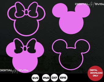 Mickey and Minnie Mouse Outline SVG Bundle | Disney Inspired (Instant Download)