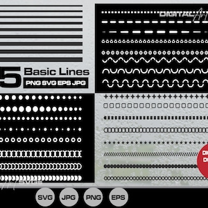 BASIC LINE SVG, Basic Straight Lines svg. Dotted line svg, , Dots svg files for Cricut, Dashed lines svg