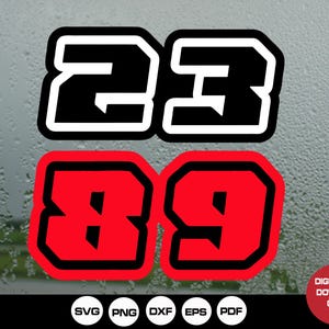 Fichiers de coupe de numéro de moto tout-terrain, police SVG de vitesse MX BMX pour des numéros de course personnalisés, cadeau parfait pour les amateurs de moto tout-terrain