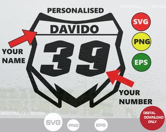Personalized Dirt Bike Front Number Plate SVG PNG (Digital Download)