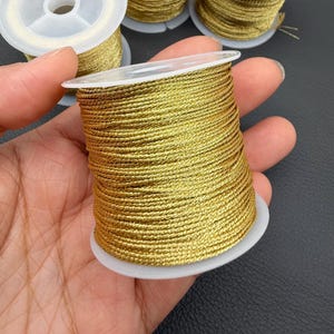 Metallic Light Gold Braiding Thread, 3/6/9/15-Strands Gold String for DIY Bracelets, Hand Rope Jewelry Making Cord Supplies
