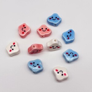 Cartoon Printed Cloud Smiley Ceramic Beads, Loose Beads for DIY Bracelet Necklace Handmade Jewelry Making Supplies