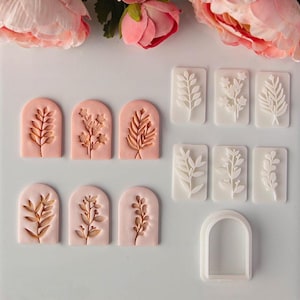 Fresh Greenery Leaf Vine Clay Cutters / Embossing Stamps, Botanical Plant Molds for Polymer Clay Earrings & Pendants