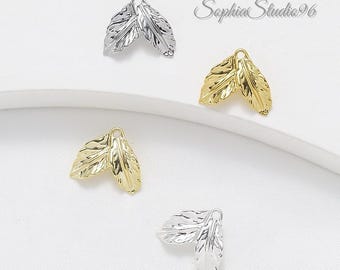 10Pcs 18K Gold Plated Brass Leaf Charms - Leaf Shaped Brass Pendants - Platinum/Silver Colors- DIY Jewelry Supplies
