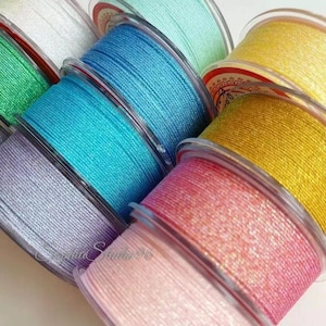 0.85mm Gold Glitter Nylon Cord, DIY Braiding String for Bracelet Necklace Making, Jewelry Beading Thread, Metallic Shiny Macrame Cord - 30M