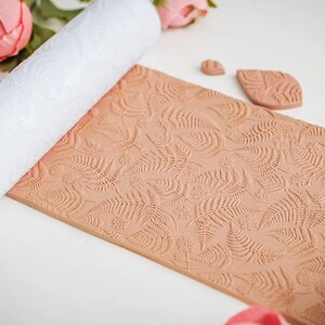 Fern Leaf Polymer Clay Texture Roller, Plant Pattern Rolling Pin for Earring Pendant DIY Craft Tools