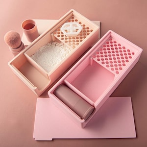 Clay Dust Container with Cleaning Brush, Anti-Stick Starch Storage Box for Polymer Clay Mold Crafting
