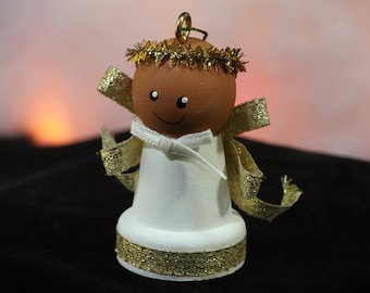 Christmas Ornament - Wooden Pot Angel