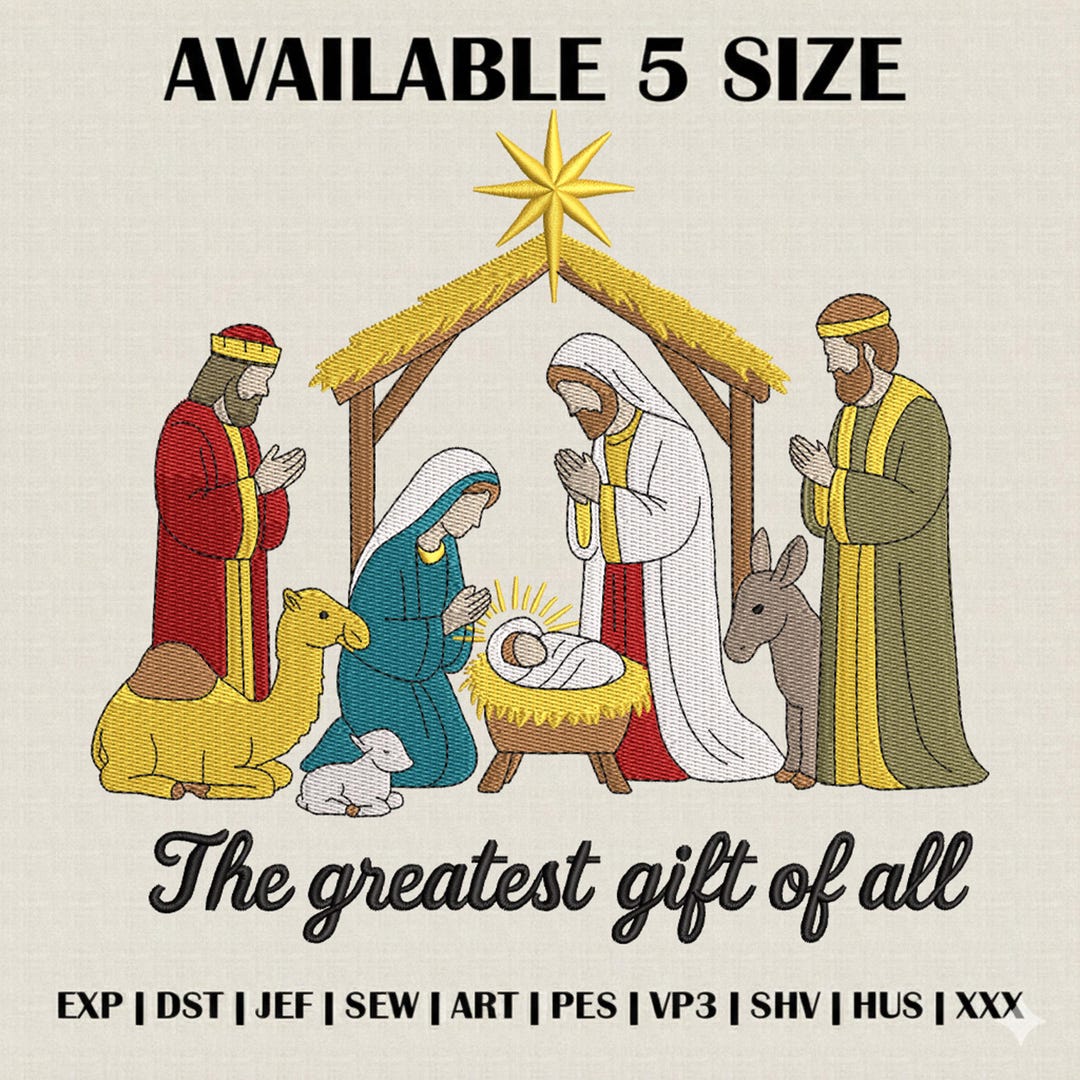 Greatest Gift of All Embroidery Designs, Jesus Nativity Pattern ...