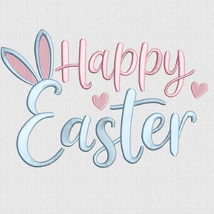 Happy Easter Embroidery Design, Easter Bunny Ears Digital File