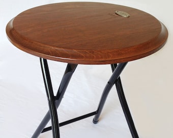 Ace, collapsible folding stool or end, side table, recycled oak wine barrel