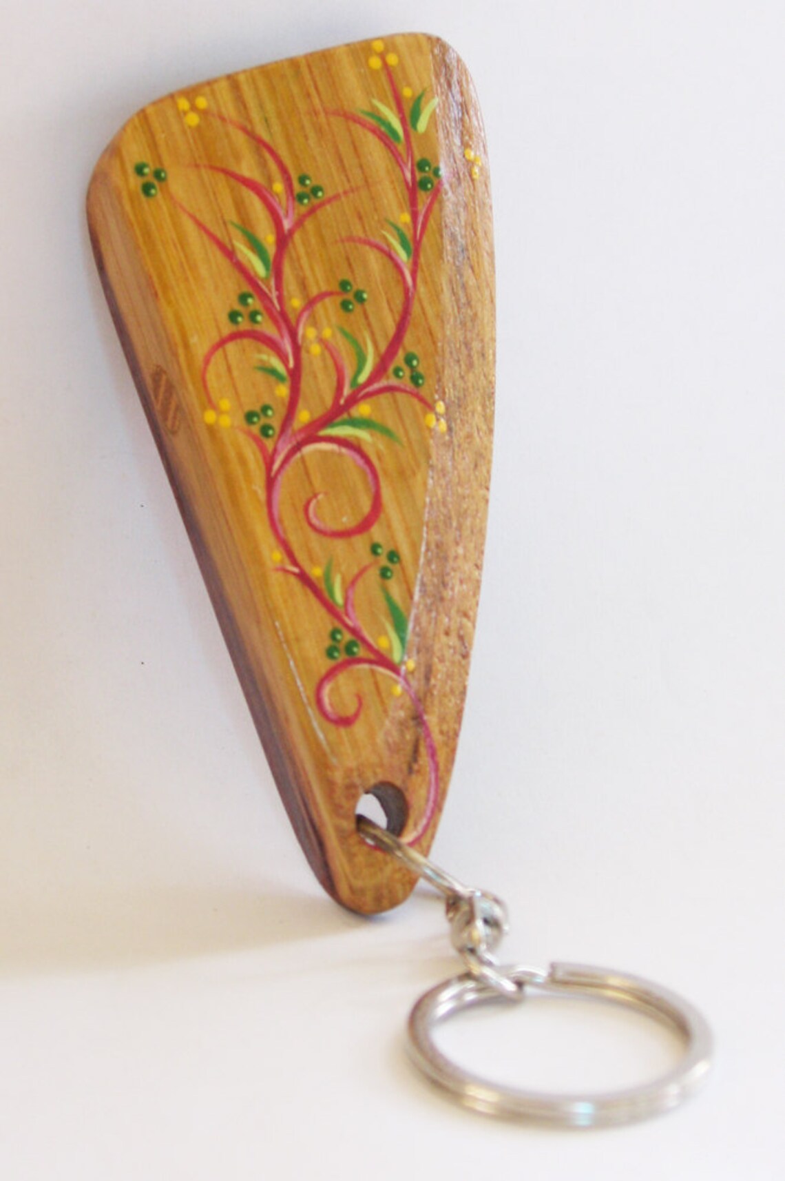 Recycled Oak Wine Barrel's Keychain Hand Painted Green Etsy