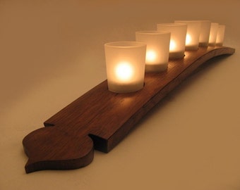 The Pagoda, Finest Oak Wine Barrel Stave Candle Holder 5 or 7 candles, elegantly recycled wood, choose your color