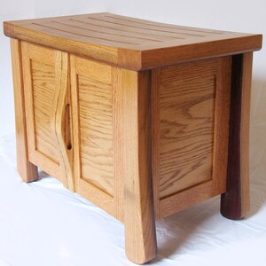 Elf, small oak cabinet bench recycled wine fermentation tanks, shoe storage image 5