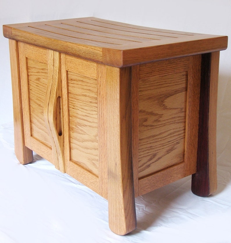 Elf, small oak cabinet bench recycled wine fermentation tanks, shoe storage image 5