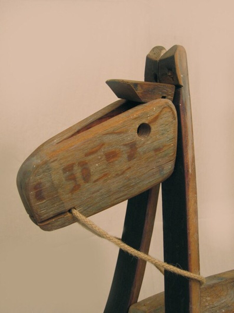 The Rocking Green Horse, recycled oak wine barrel staves, one of a kind piece image 3