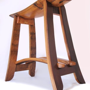 Kyoto, recycled oak wine barrel staves barstool, made from used French wine barrels