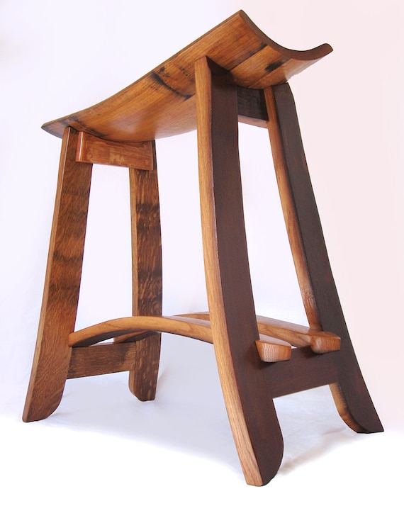 Kyoto, recycled oak wine barrel staves barstool, made from used French wine barrels