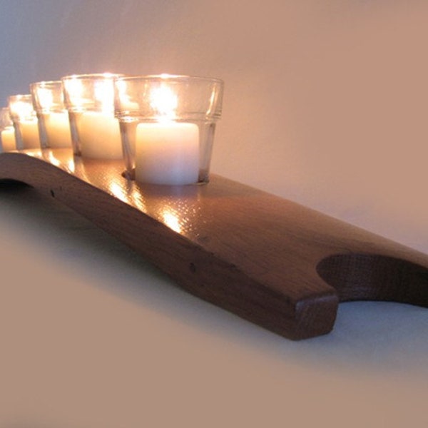 Florence, Finest Oak Wine Barrel Stave Candle Holder 5 or 7 candles, elegantly recycled wood, choose your color