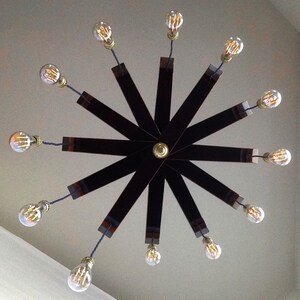 Lucciole, recycled wine barrel staves large 12 lights chandelier image 4