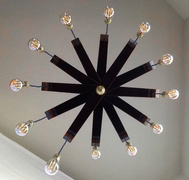 Lucciole, recycled wine barrel staves large 12 lights chandelier image 4