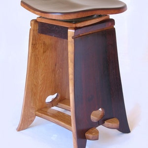 Twister, swivel stool recycled oak wine barrel staves, ergonomic seat, limited edition image 4