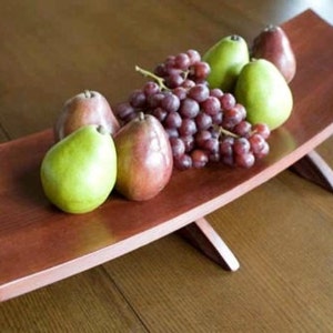 The Platter, Recycled Oak Wine Barrel Staves large plate, centerpiece, Cherry Chocolate color image 4